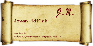 Jovan Márk névjegykártya
